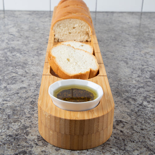 Bamboo Bread Cutting Board with Dip Cup | Charcuterie & Entertaining Board | Hostess Gift Idea