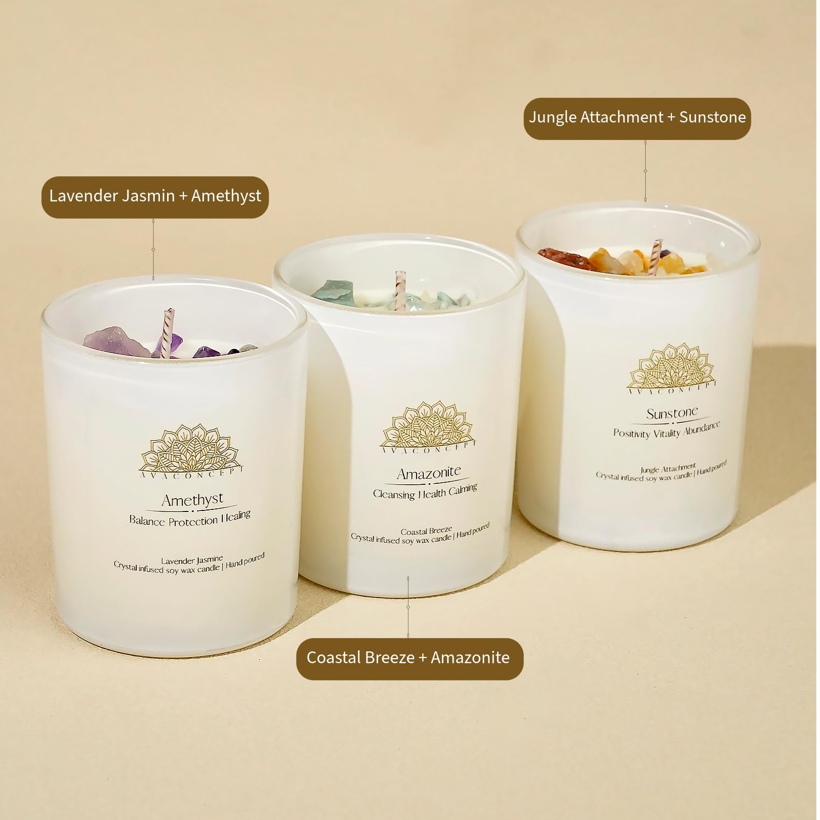 AvaConcept Healing Crystal Candle Gift Set