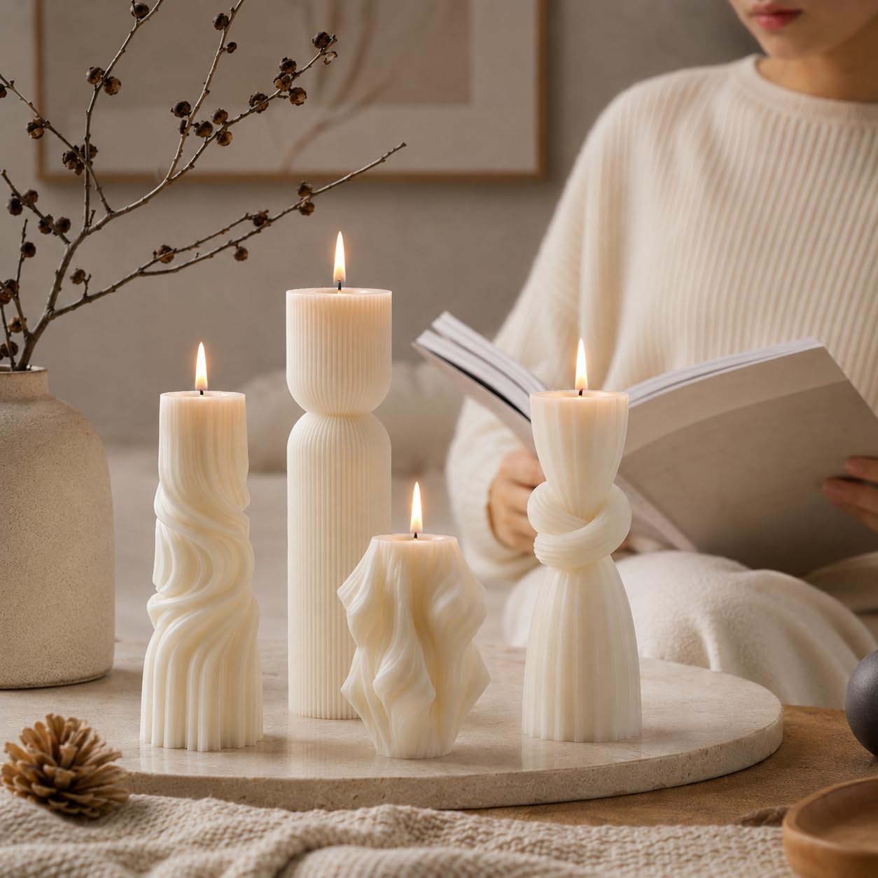 Soy Wax Handmade Ribbed Candles