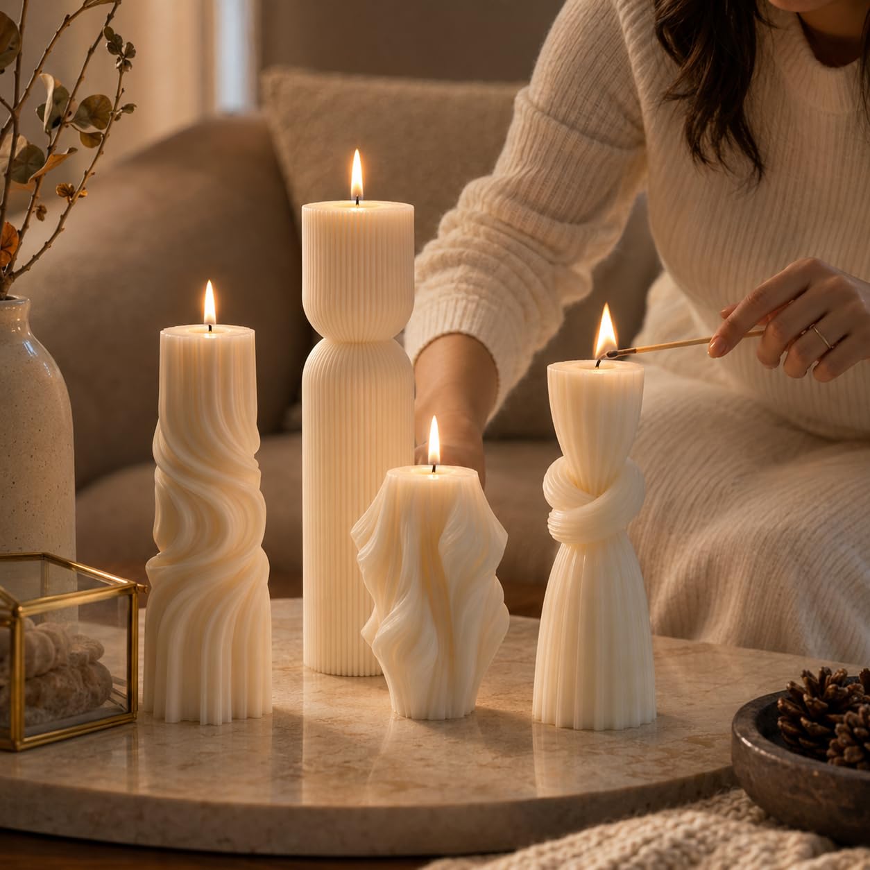Soy Wax Handmade Ribbed Candles