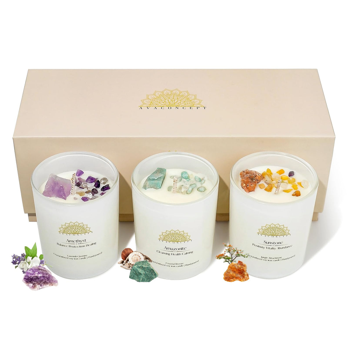 AvaConcept Healing Crystal Candle Gift Set