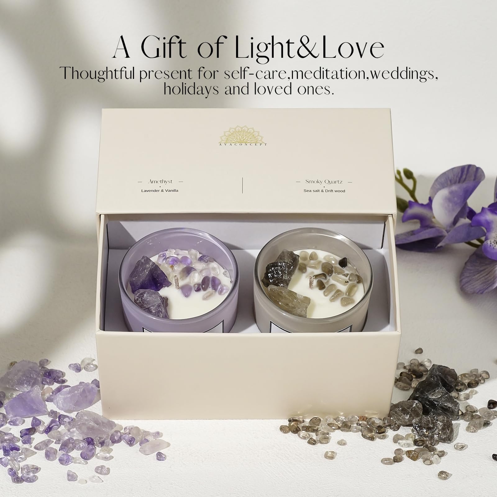 AvaConcept Healing Crystal Candle Gift Set