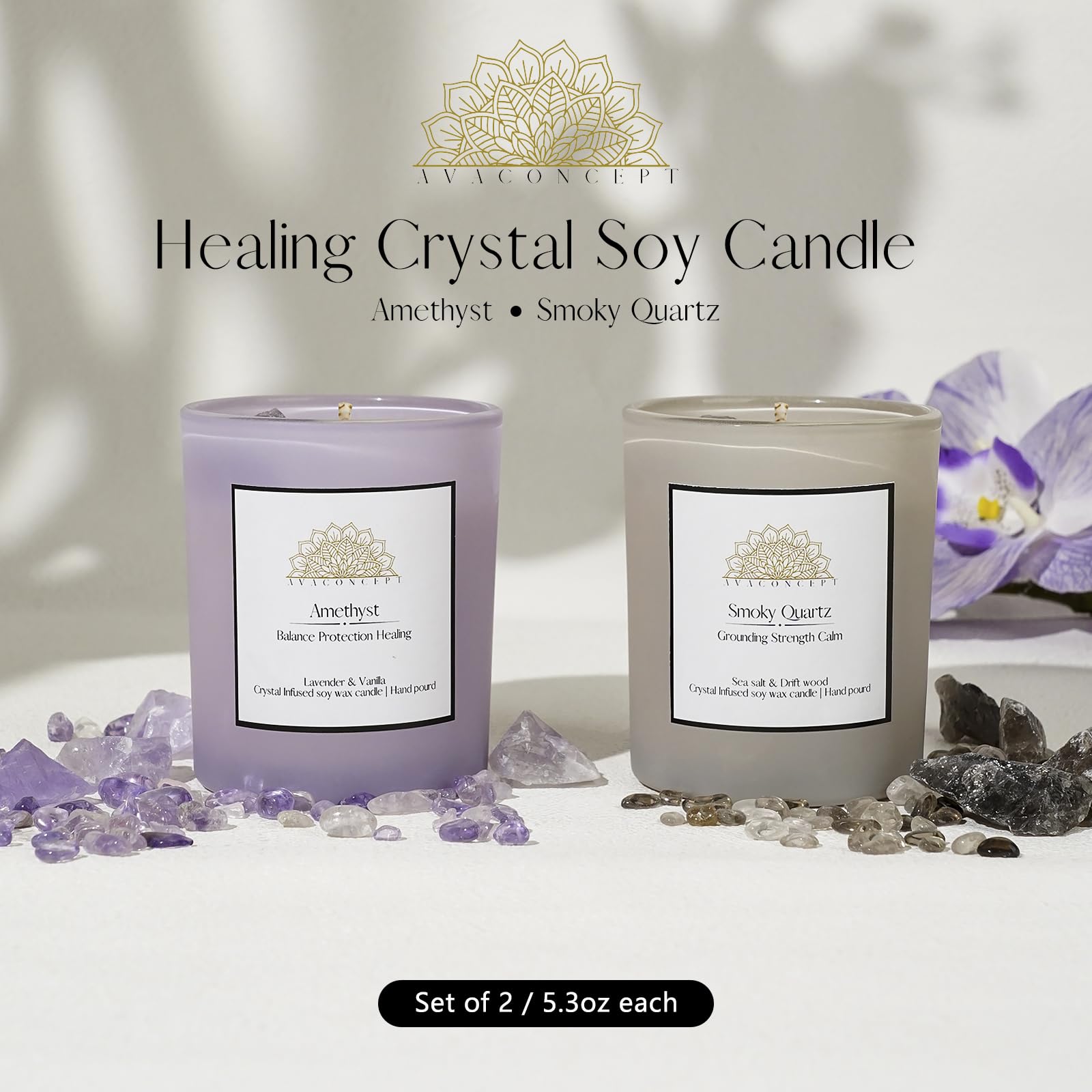 AvaConcept Healing Crystal Candle Gift Set