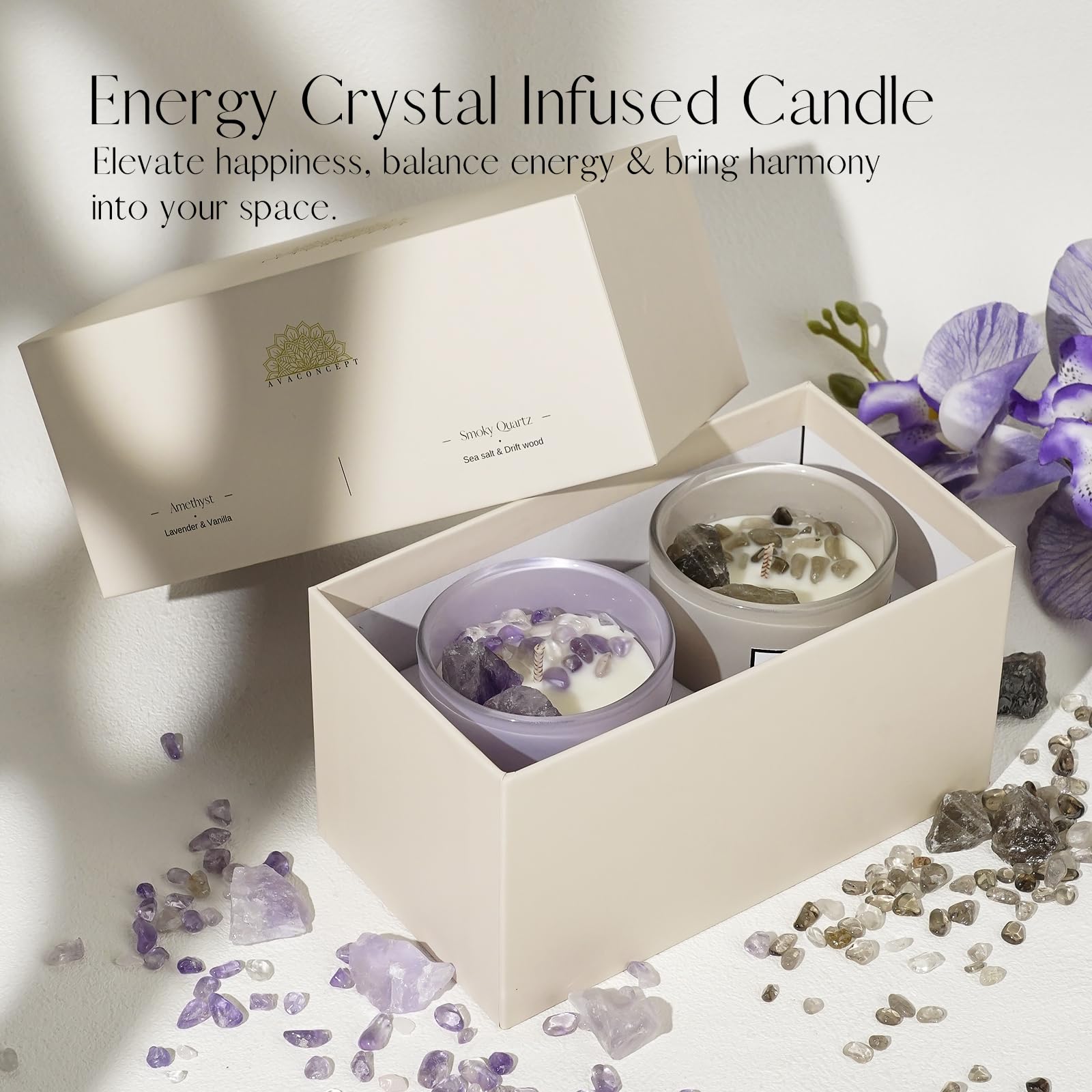 AvaConcept Healing Crystal Candle Gift Set