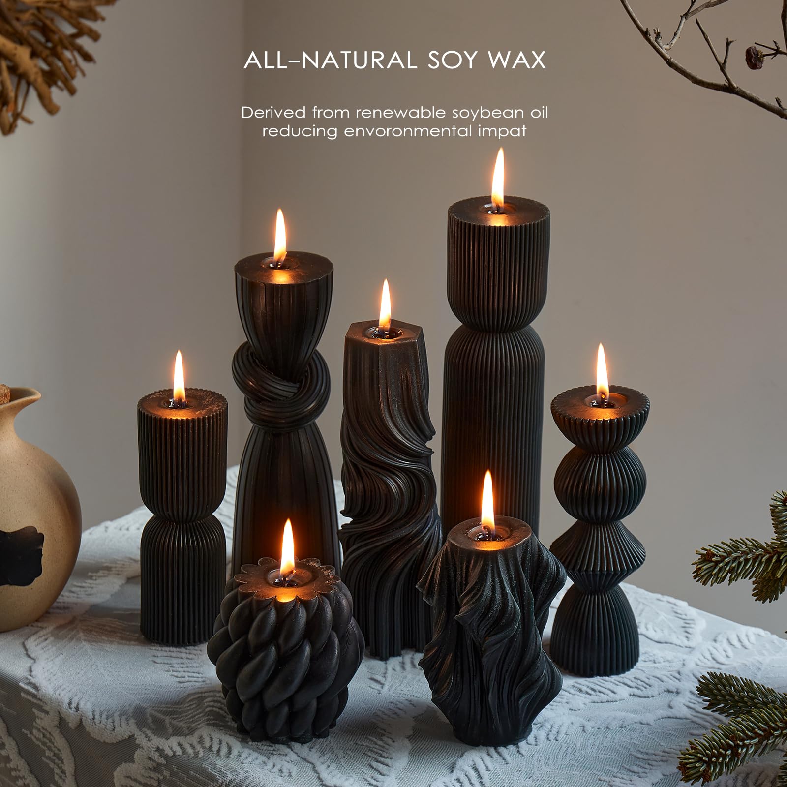 Soy Wax Handmade Ribbed Candles