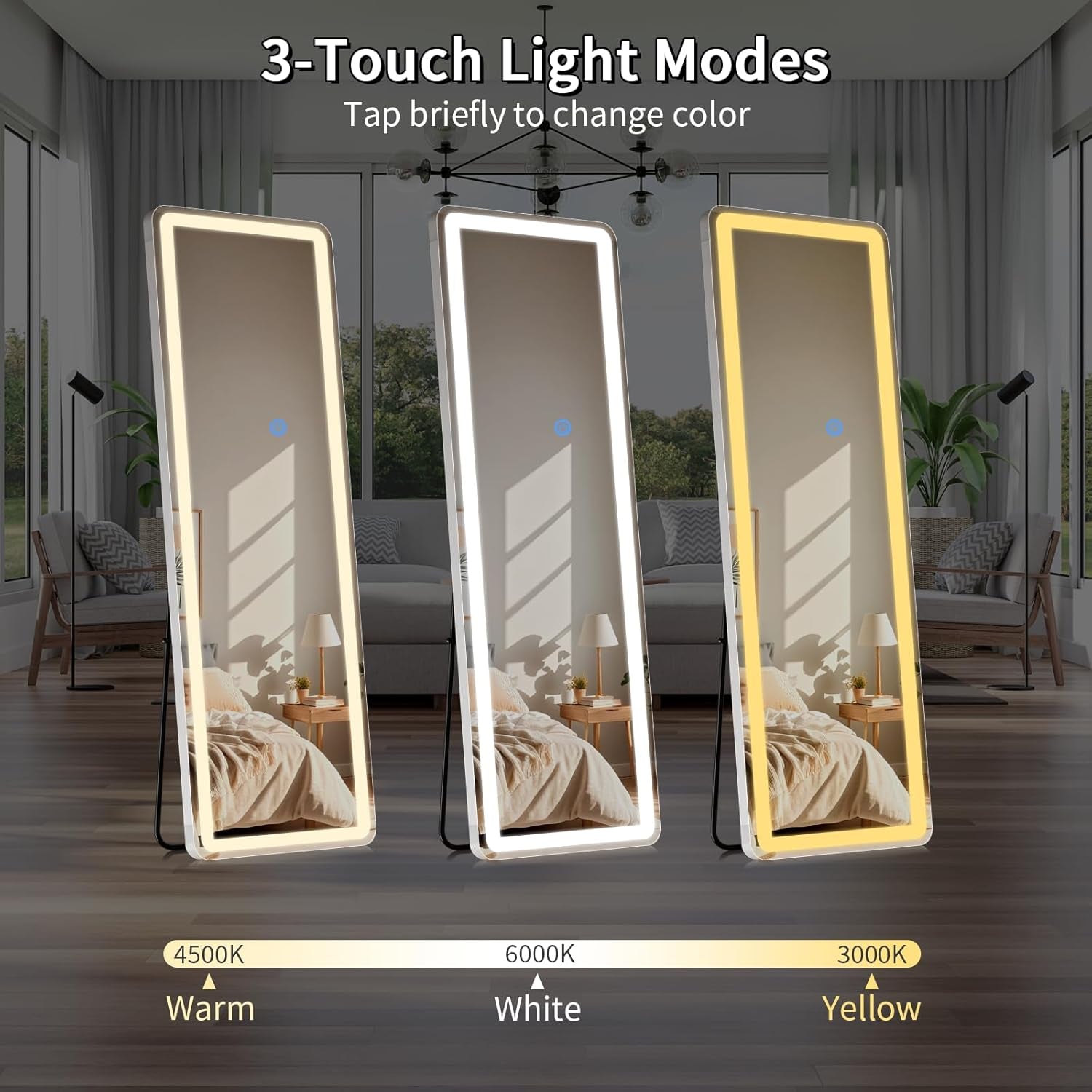56x20 Inch Dimmable Illuminated Full Length Mirror