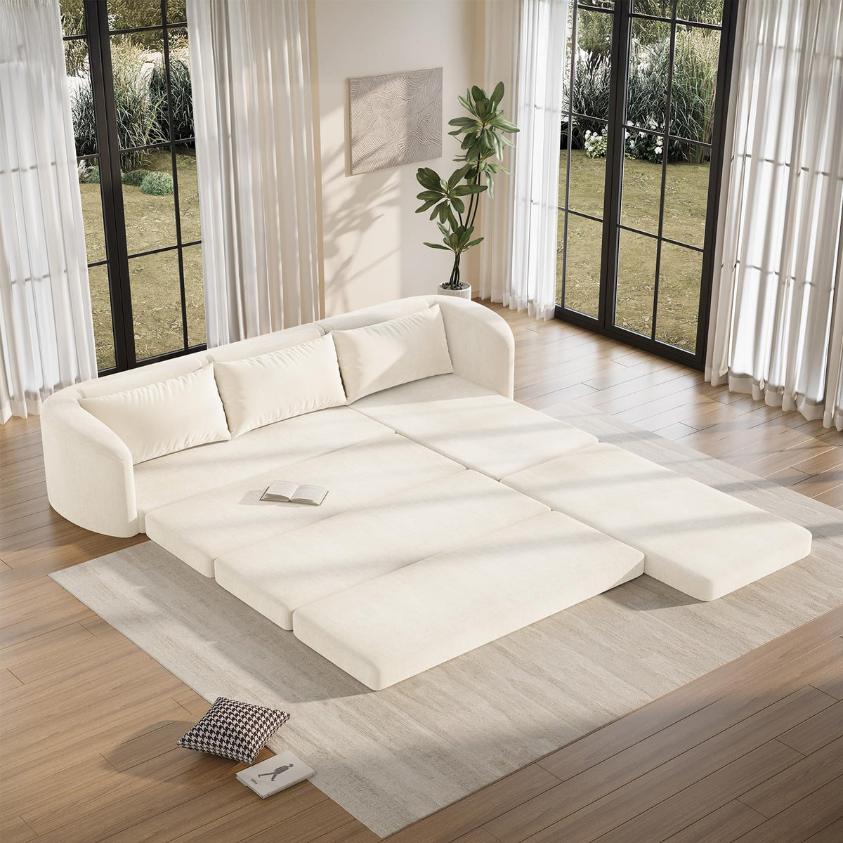 6-in-1 Convertible Folding Sleeper Sofa Bed | Modular Sectional Couch | Space-Saving Living Room Furniture