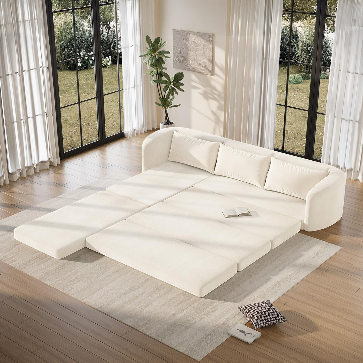 6-in-1 Convertible Folding Sleeper Sofa Bed | Modular Sectional Couch | Space-Saving Living Room Furniture