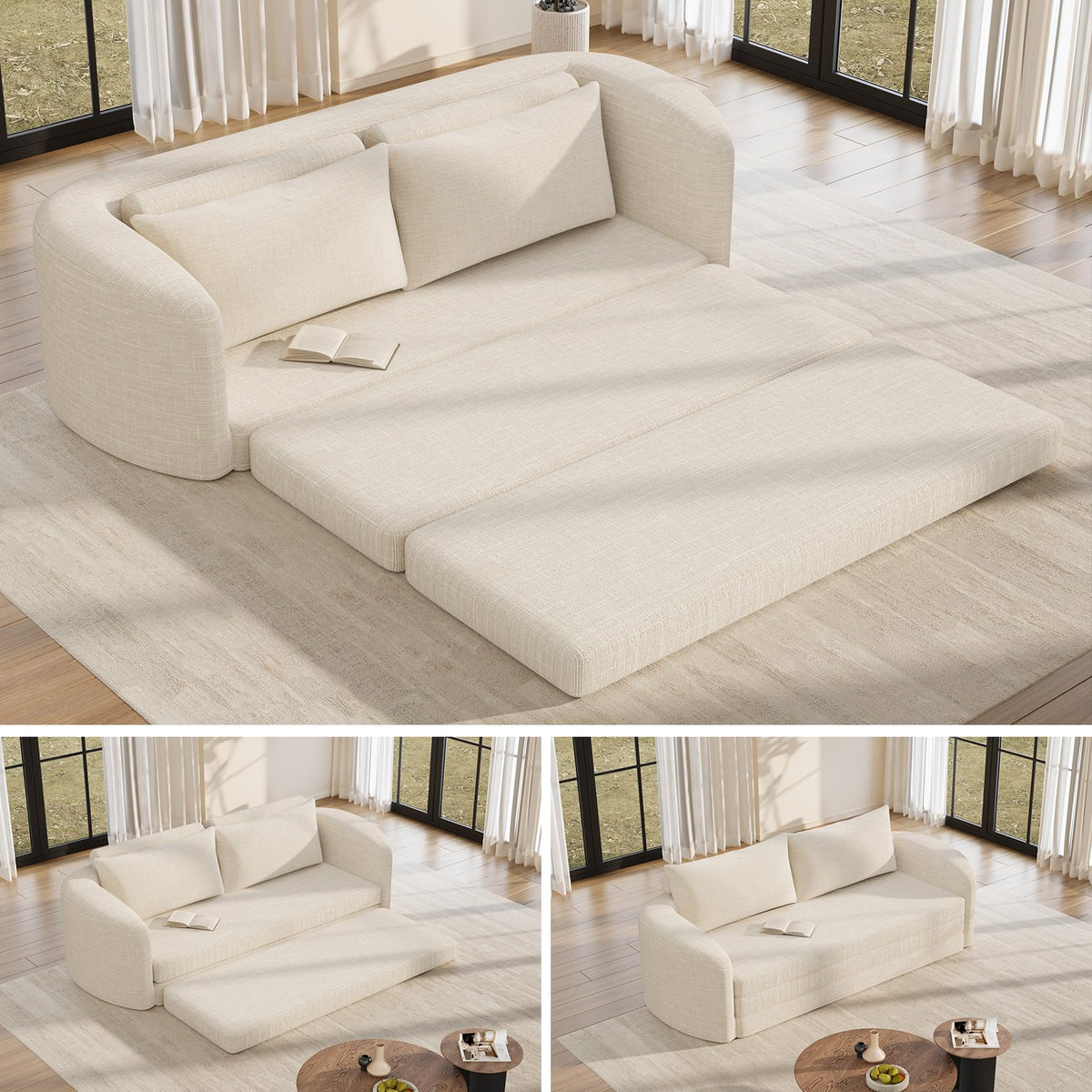 6-in-1 Convertible Folding Sleeper Sofa Bed | Modular Sectional Couch | Space-Saving Living Room Furniture
