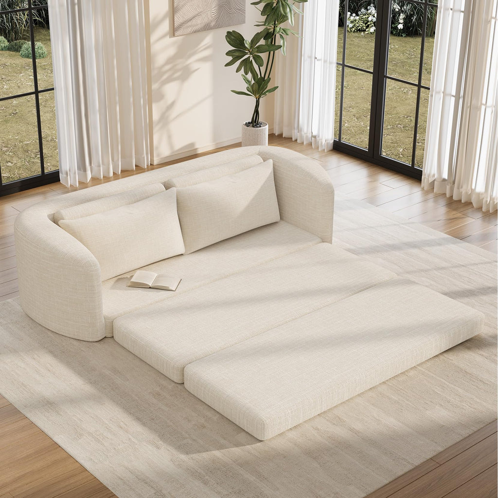 Vesgantti 6 in 1 Convertible Folding Sleeper Sofa Bed, No Assembly, Green | 110.2" L Shaped Modular Sectional Sofa, Curved Armrest, Deep Seat Boneless Couches for Living Room, Chenille, Right Facing