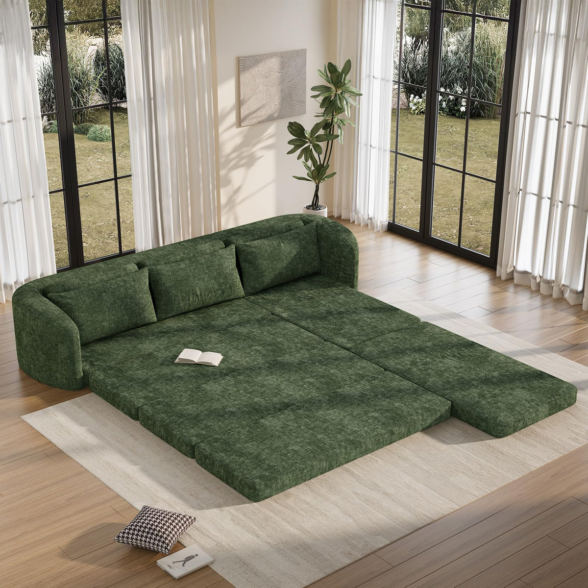 6-in-1 Convertible Folding Sleeper Sofa Bed | Modular Sectional Couch | Space-Saving Living Room Furniture