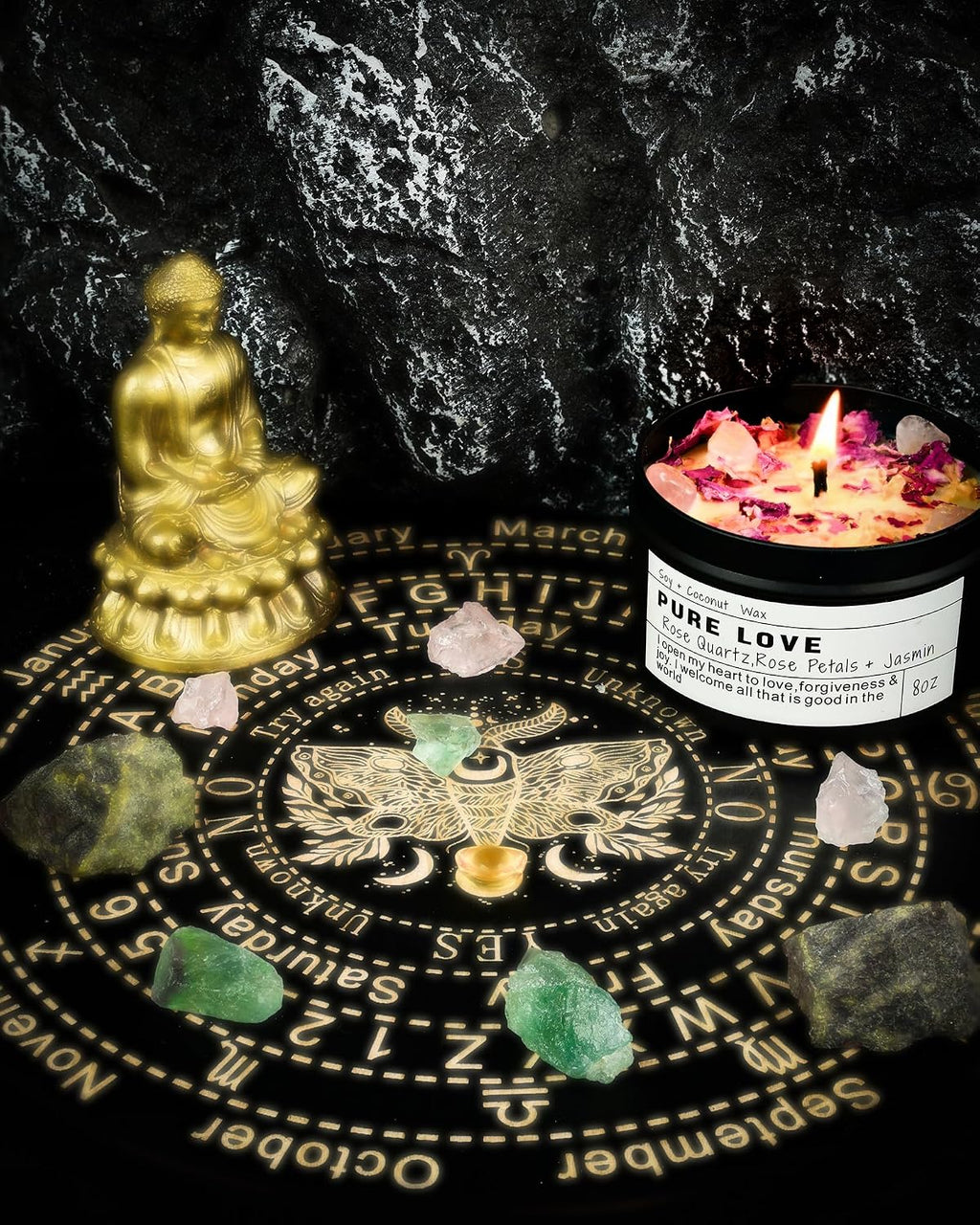 Crystal Soy Candles, Handmade Wishing Gifts