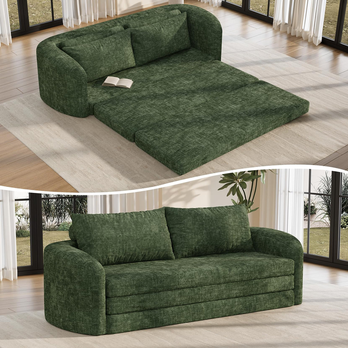 6-in-1 Convertible Folding Sleeper Sofa Bed | Modular Sectional Couch | Space-Saving Living Room Furniture