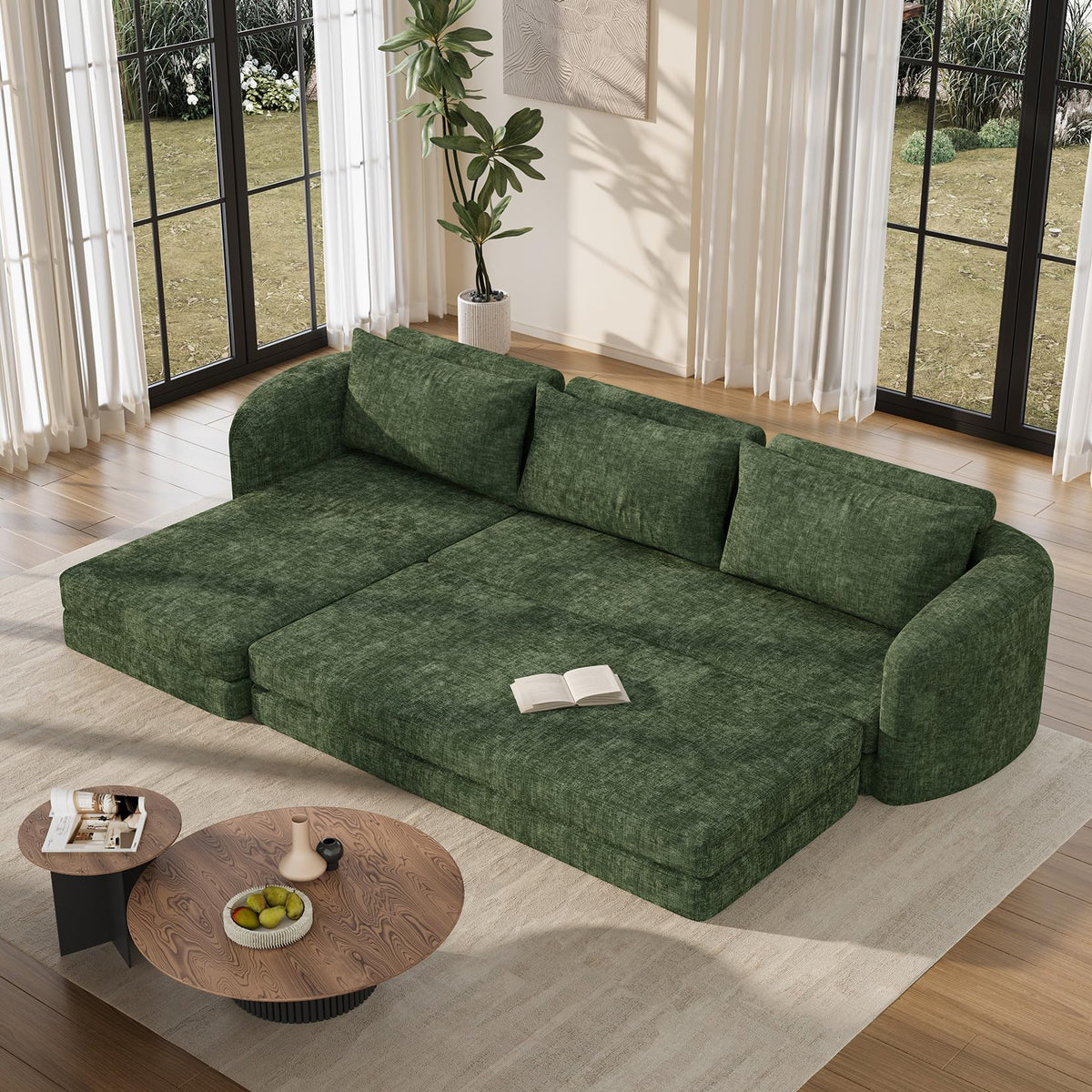 6-in-1 Convertible Folding Sleeper Sofa Bed | Modular Sectional Couch | Space-Saving Living Room Furniture