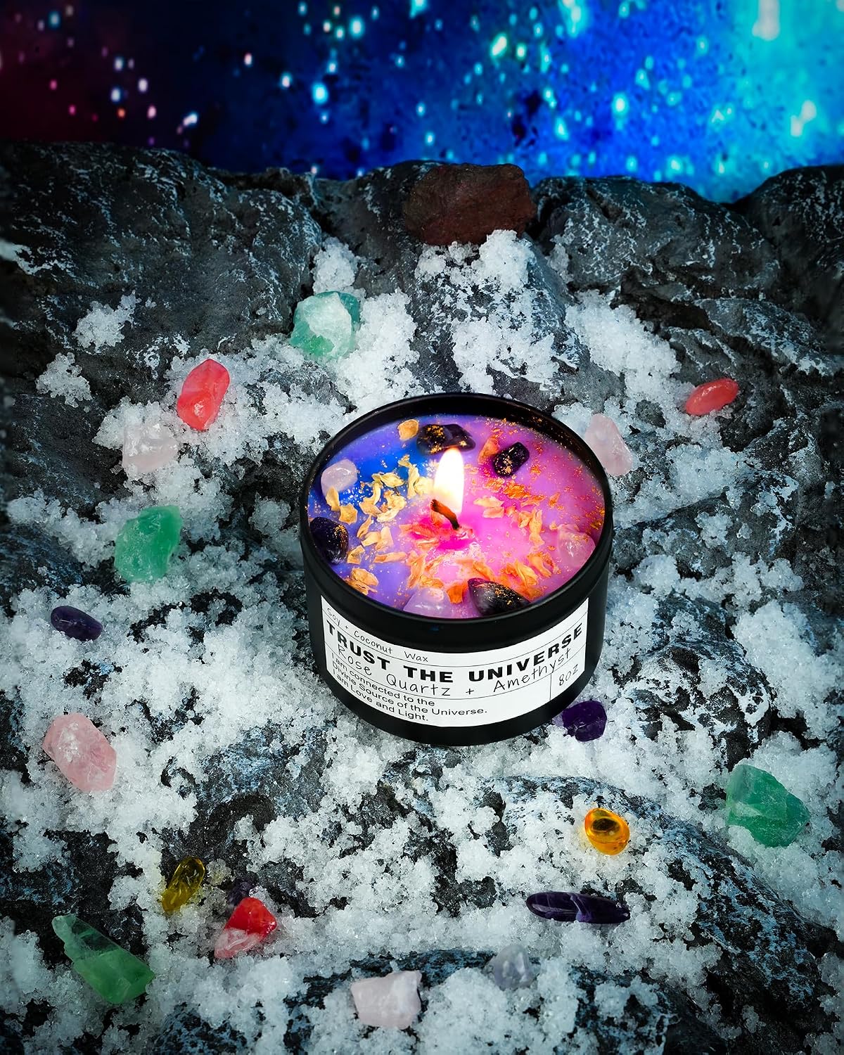 Crystal Soy Candles, Handmade Wishing Gifts