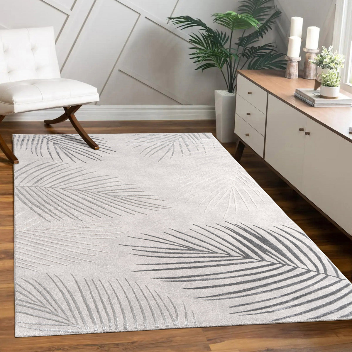 Palm Tree Area Rug | Tropical Coastal Living Room Rug | Boho Beach House Decor
