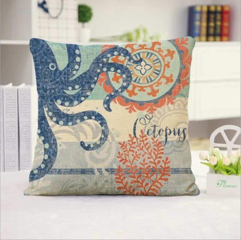 Coastal Nautical Throw Pillow 18x18 | Beach House Decor | Seaside Accent Pillow with Insert