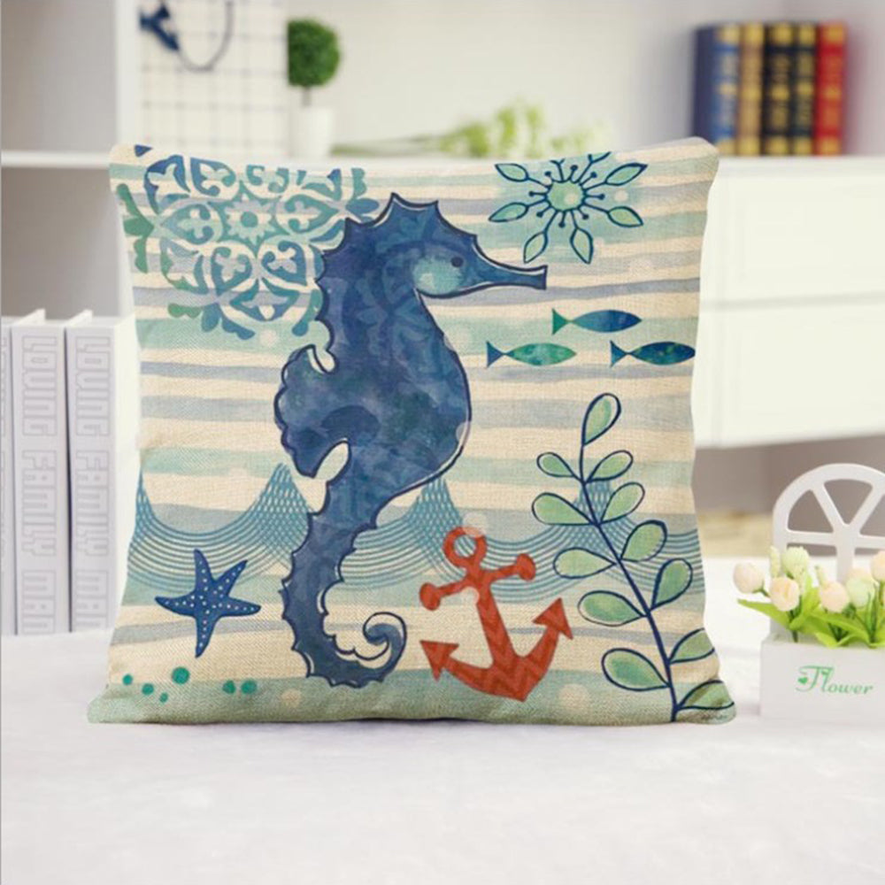 Coastal Nautical Throw Pillow 18x18 | Beach House Decor | Seaside Accent Pillow with Insert