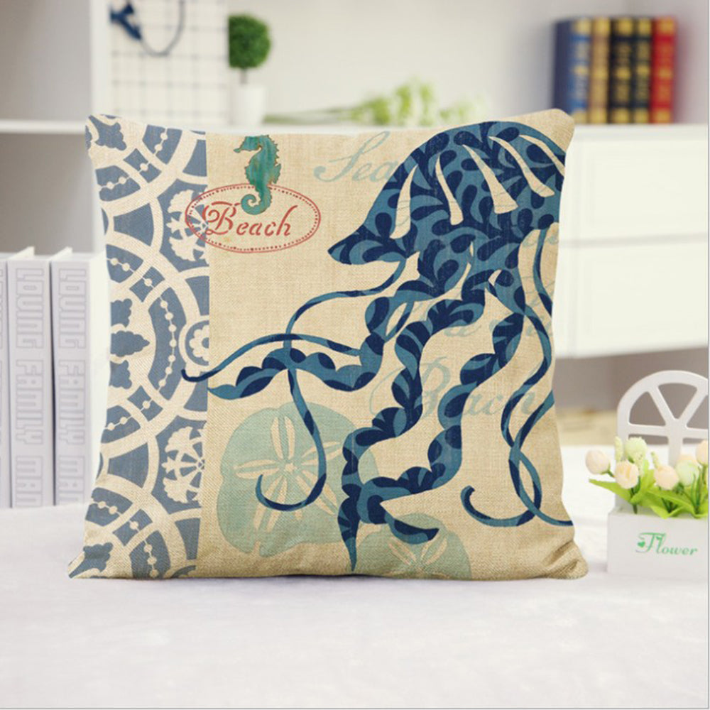 Coastal Nautical Throw Pillow 18x18 | Beach House Decor | Seaside Accent Pillow with Insert